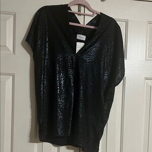 Adrienne Black Metallic V-Neck Dolman Sleeve Top